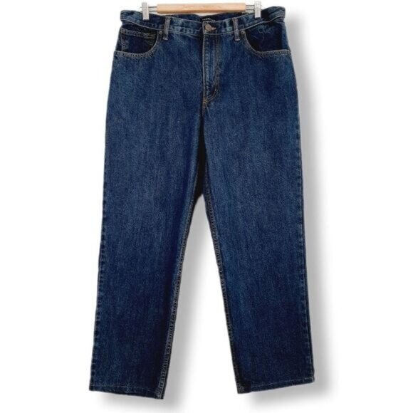 LANDS' END | Traditional Fit Comfort Waist Blue Jeans Men's Sz 36 Flawed - Picture 1 of 10